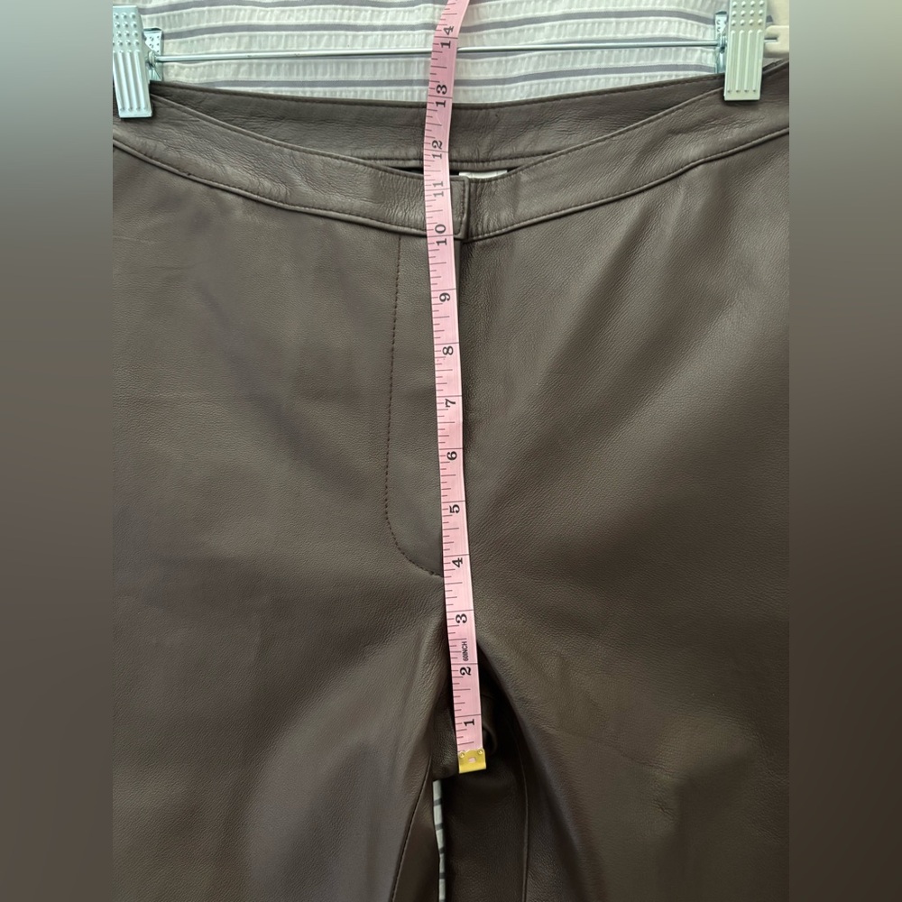 Vintage 100% Genuine Leather Chocolate Brown Bootcut Pants Size 6 - Picture 15 of 17